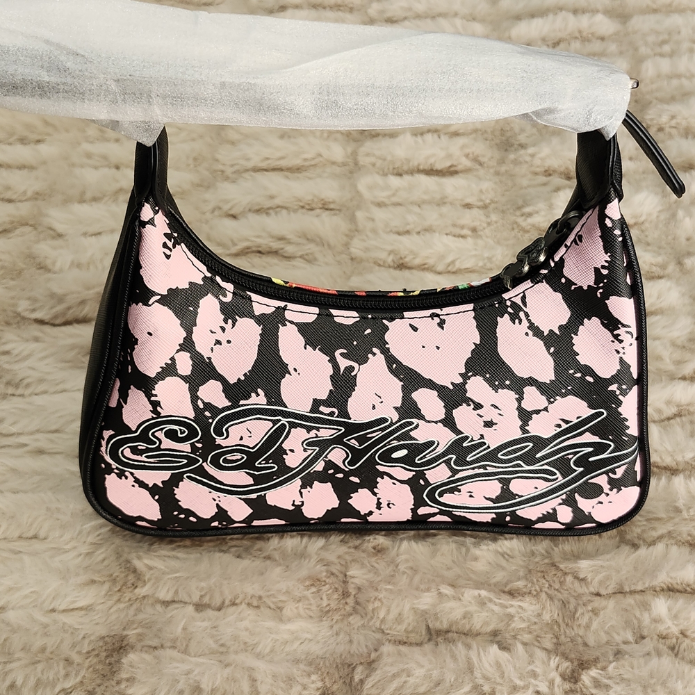 NWT Ed Hardy Black and Pink Shoulder Bag